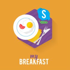 Design concept with concepts items icon Icon breakfast business