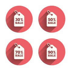Sale price tag icons Discount symbols N8
