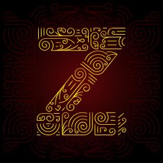Vector Gold Mono Line style Geometric Font Letter Z