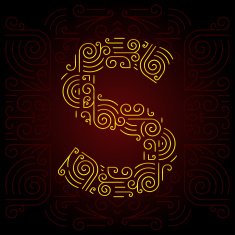 Vector Gold Mono Line style Geometric Font Letter S