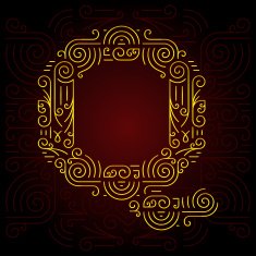 Vector Gold Mono Line style Geometric Font Letter Q