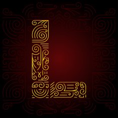 Vector Gold Mono Line style Geometric Font Letter L