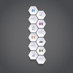 Infographic Concept with Hexagons - Flow Chart Design Timeline