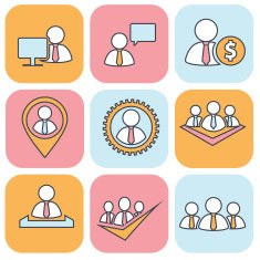 Human resources and management thin line icons set N2