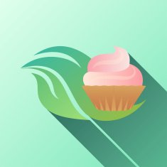 Illustration with stylized leaves and muffins
