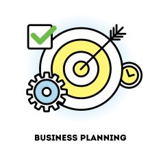Time management and business planning graphic outline icon