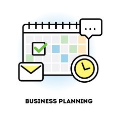 Time management and business planning graphic outline icon N2