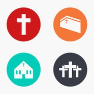 Vector modern church colorful icons set