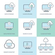 Cloud computing icons collection Set of computer symbols for innovative