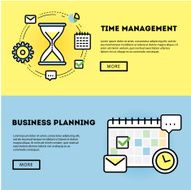 Time management and business planning graphic banners set N3