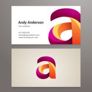 Modern letter A twisted Business card template N2