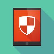 Tablet pc icon with a shield