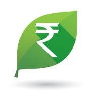 Green leaf icon with a rupee sign