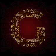 Vector Gold Mono Line style Geometric Font Letter G