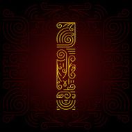 Vector Gold Mono Line style Geometric Font Letter I