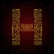Vector Gold Mono Line style Geometric Font Letter H