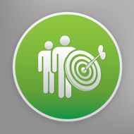 Human targeting icon on green button clean vector
