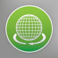 Global icon on green button clean vector