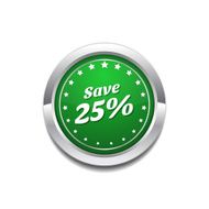 save 25 Percent Glossy Shiny Circular Vector Button N2