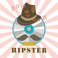 hipster cd and music badge label