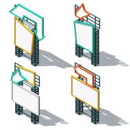 Set 4 billboard for design in isometric view realistic shadow