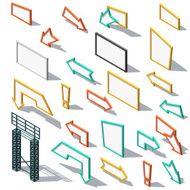 Set 23 signs arrow billboards and shadow in isometric N2