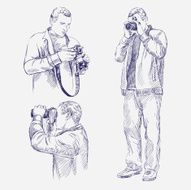 Photographer set - hand drawn vector llustration realistic sketch