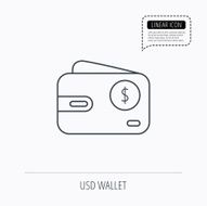 Dollar wallet icon USD cash money bag sign N3