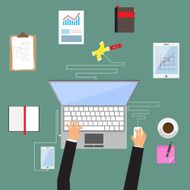 modern flat design illustration on business hands working with l