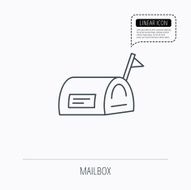 Mailbox with flag icon Post email box sign N2