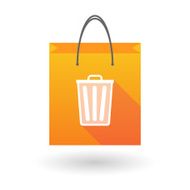 Orange shopping bag icon with a trash can