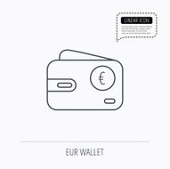 Euro wallet icon EUR cash money bag sign