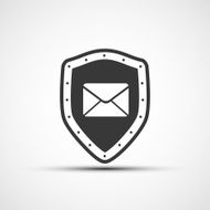 Vector icon metal shield with envelope