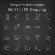 Shopping icon set drawn in chalk N2