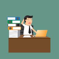 businessman hard working at his desk vector illustration