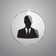 Icon of businessman inside rounded glass