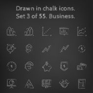 Business icon set drawn in chalk N2