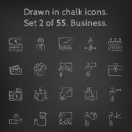 Business icon set drawn in chalk N3