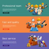 Remodeling construction service flat banners set