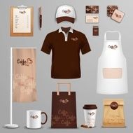 Restaurant cafe corporate identity icons set