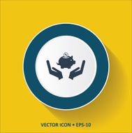 Piggy Bank Vector Icon with hands