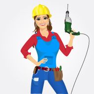 worker woman with drill