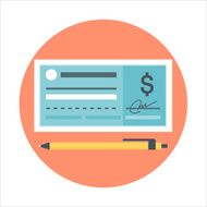 Che que Payment flat style colorful vector icon