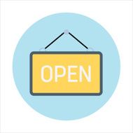 Twenty four hours open theme flat style colorful vector icon