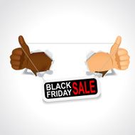 hands holding a black friday sale banner