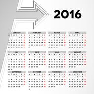 Calendar 2016 template design with header picture starts monday N46