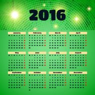 Calendar 2016 template design with header picture starts monday N50