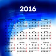 Calendar 2016 template design with header picture starts monday N53