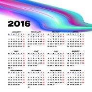 Calendar 2016 template design with header picture starts monday N56