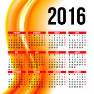 Calendar 2016 template design with header picture starts monday N57